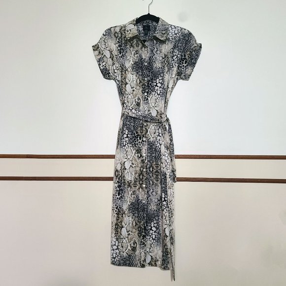 Jules & Leopold Button Down Collar Snakeskin Shirt Dress - Picture 1 of 10
